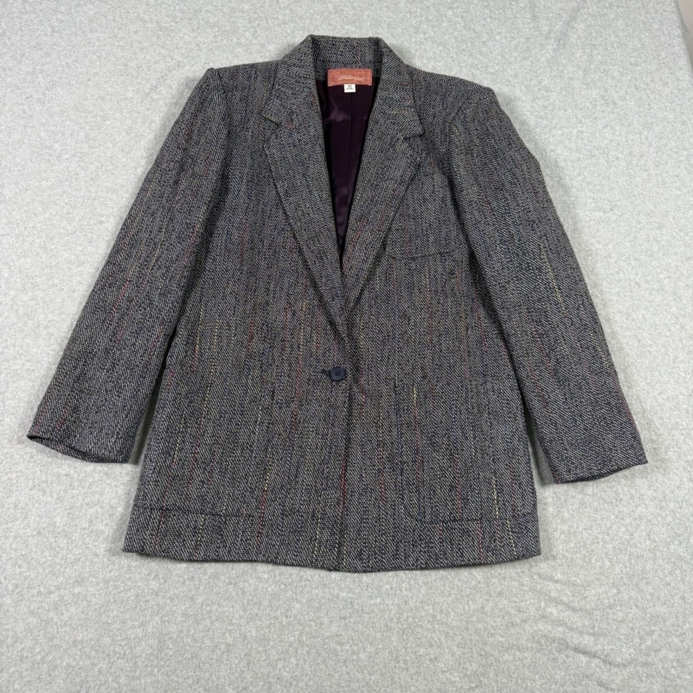 Worthington Vintage 90s Wool Blend Blazer Dark Academia Tweed USA Size 10